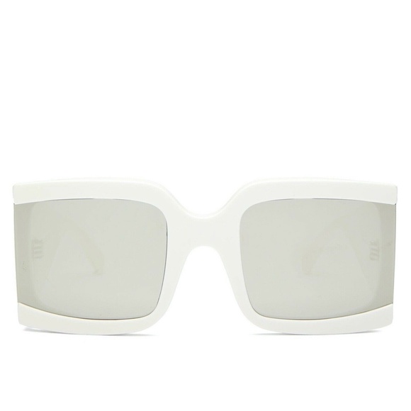 CELINE Oversized Square Acetate Sunglasses White Silver Mirror CL40084I - Picture 3 of 5